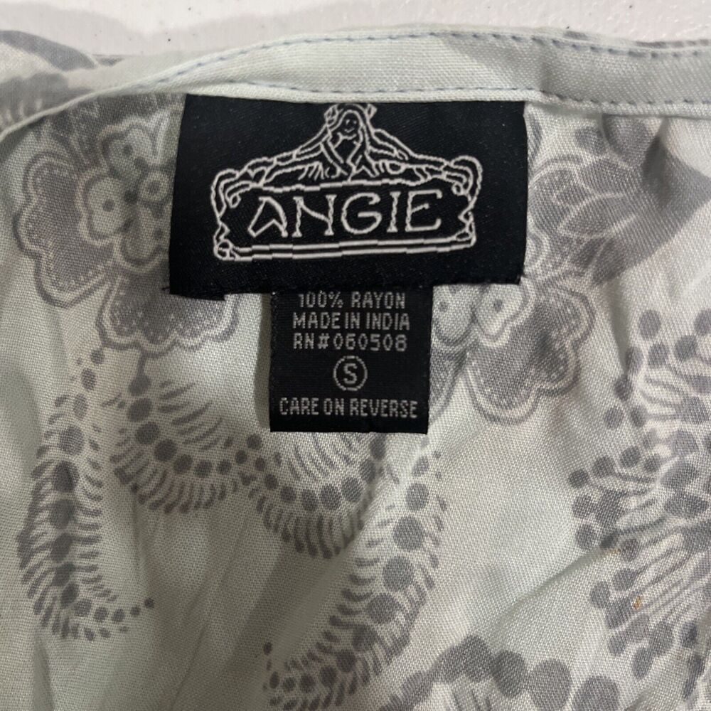 Angie Women's White Pink Floral Kimono Open Cardigan S Flowy Boho Cottage Blooms - Picture 5 of 10